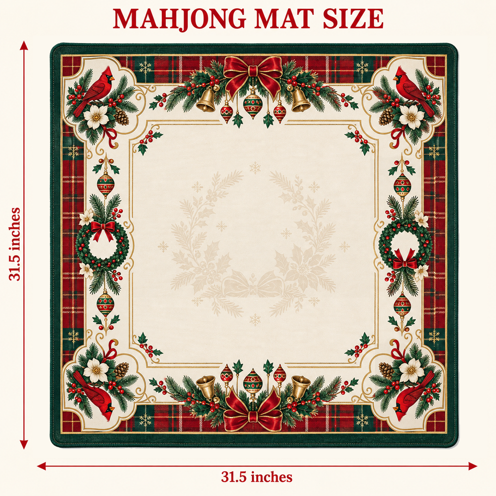 Holiday Red Christmas Mahjong Set - Engraved Acrylic American Mahjong Tiles